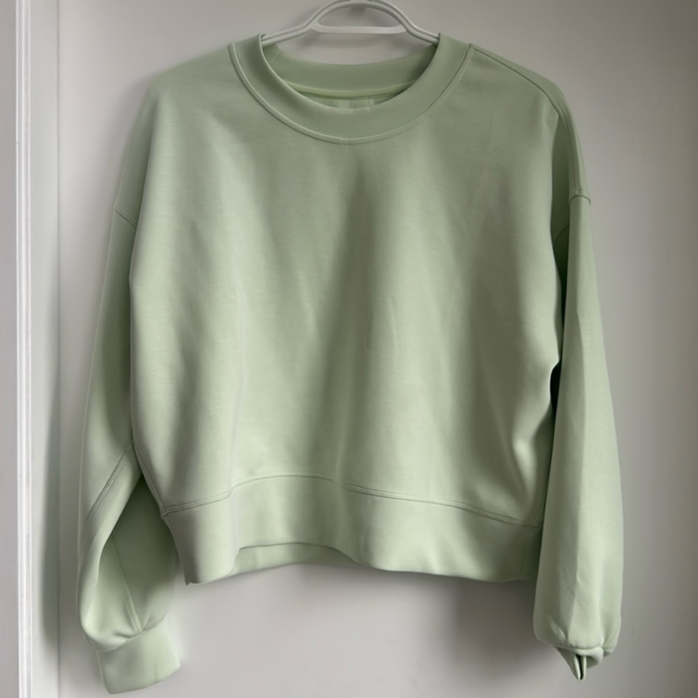 lululemon athletica Green Crew Neck Sweater with Ribbed Cuffs